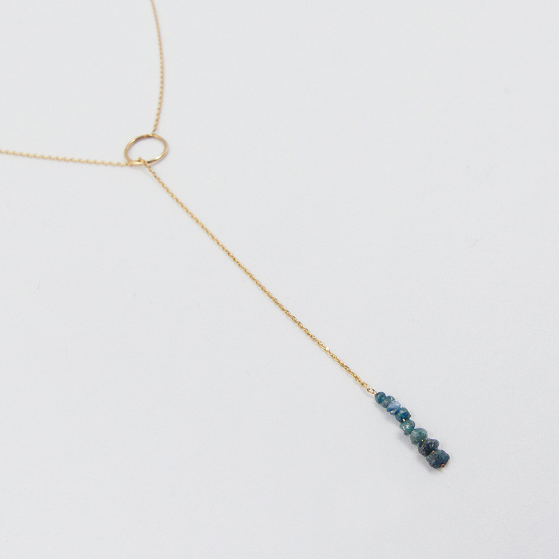 Collier or 18 carats cravate Diamants bleus ou verts