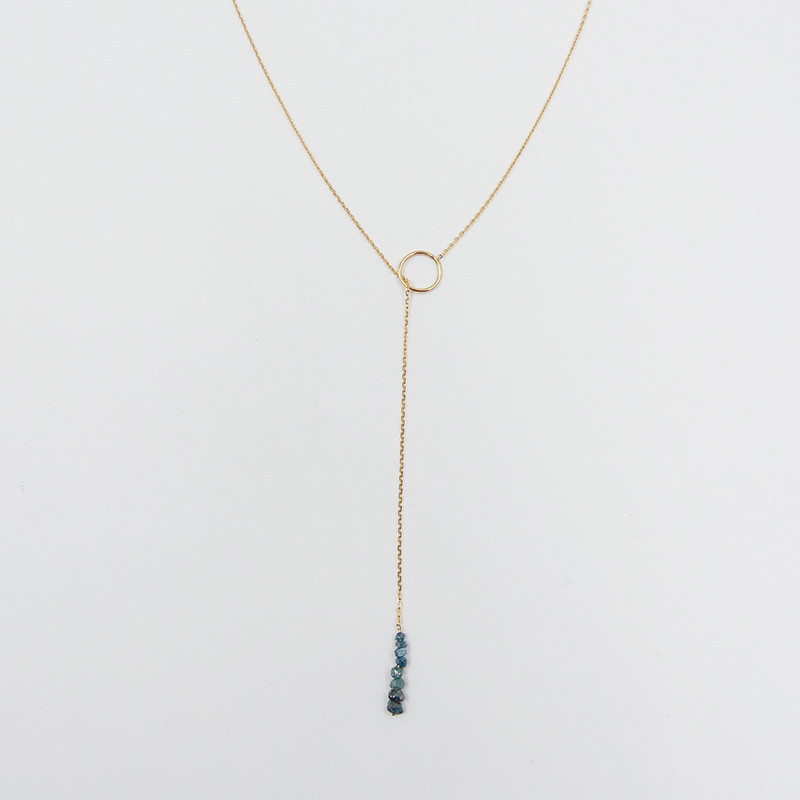 Collier or 18 carats cravate Diamants bleus ou verts