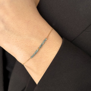Bracelet or 18 carats et Diamants Bleus