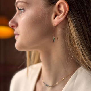Boucles d'oreilles or 18 carats et Emeraude