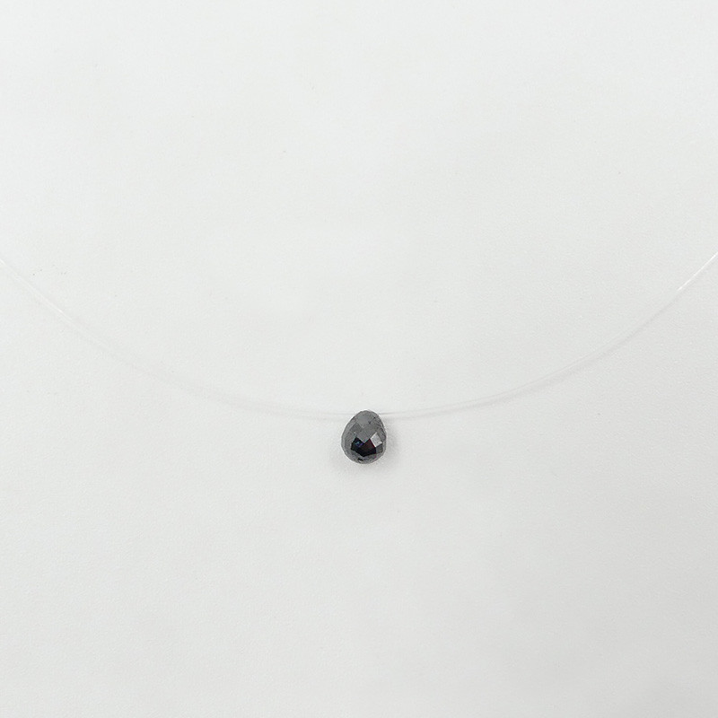 Collier Nylon Goutte Diamant noir