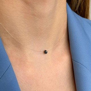 Collier Nylon Goutte Diamant noir