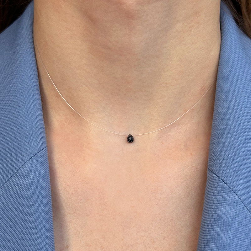 Collier Nylon Goutte Diamant noir