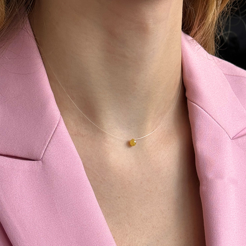 Collier Nylon Goutte Diamant jaune