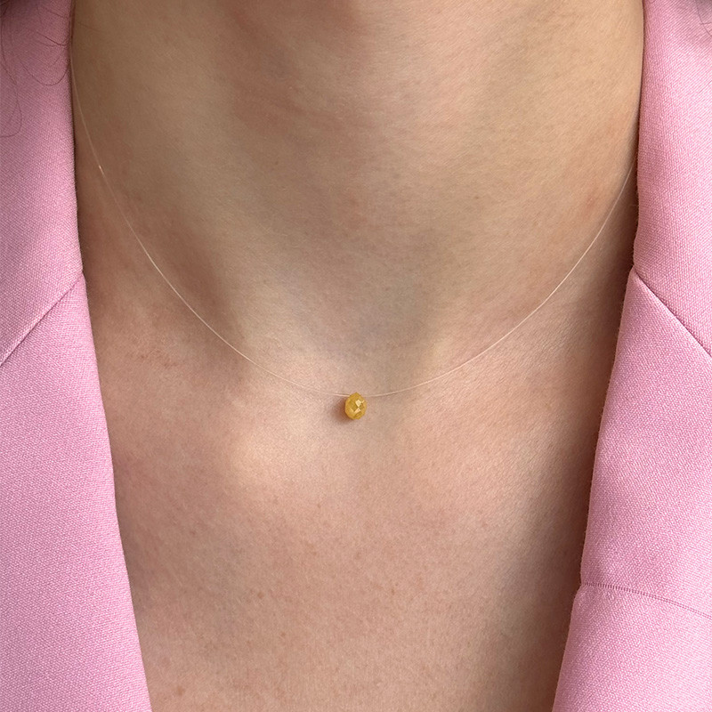 Collier Nylon Goutte Diamant jaune