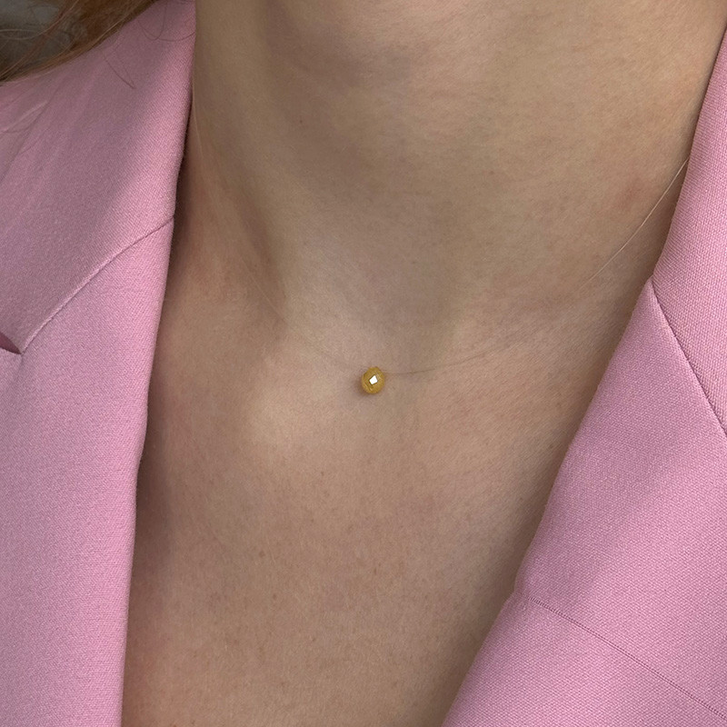 Collier Nylon Goutte Diamant jaune