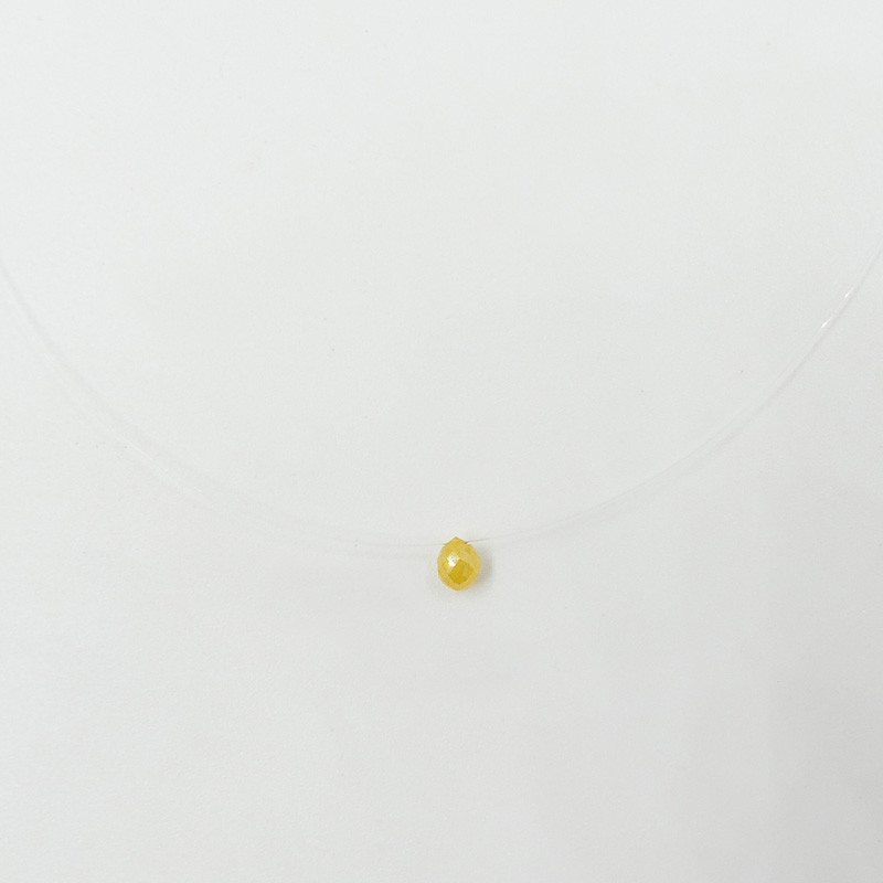 Collier Nylon Goutte Diamant jaune