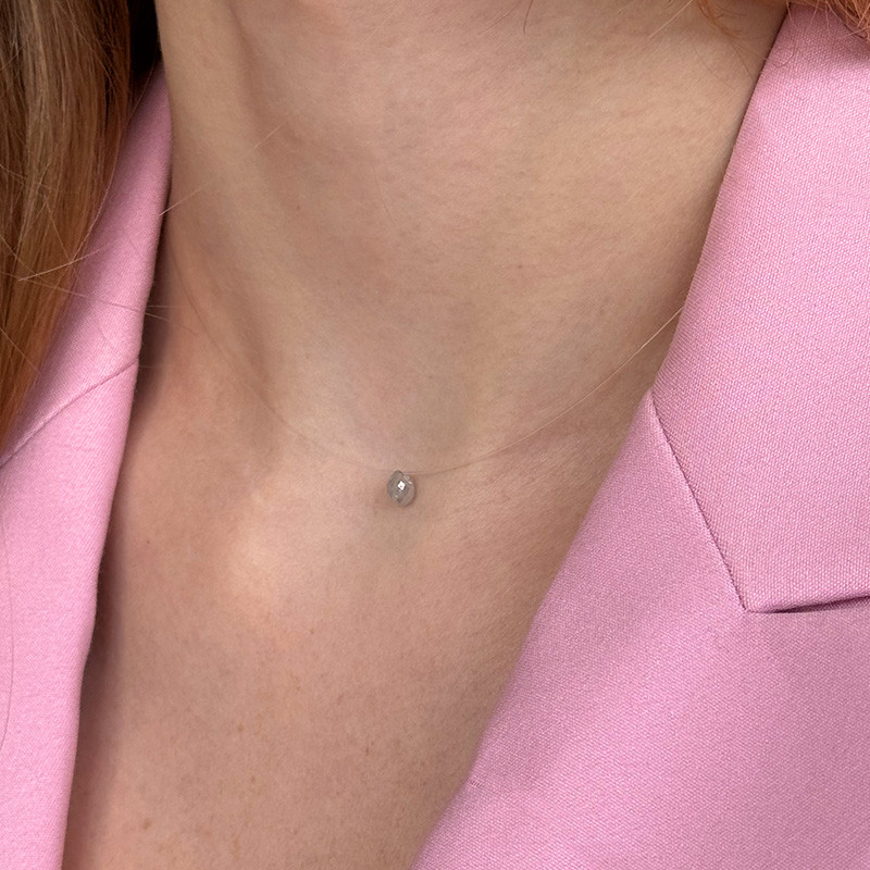 Collier Nylon Goutte Diamant Blanc