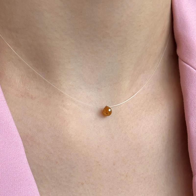 Collier Nylon Goutte Diamant Orange