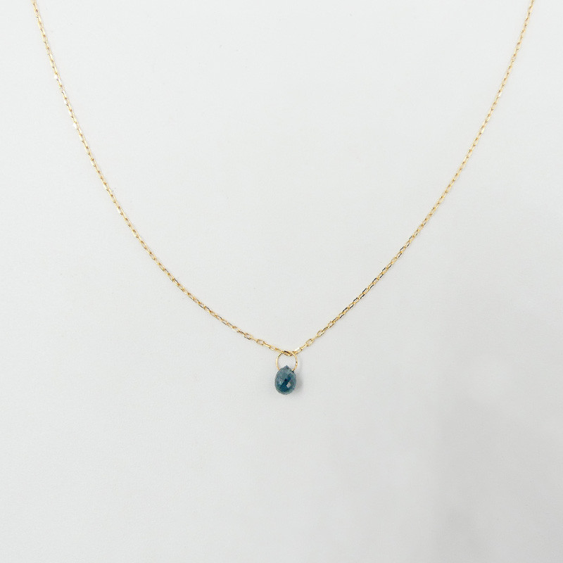 Collier Or 18 carats Goutte Diamant bleu