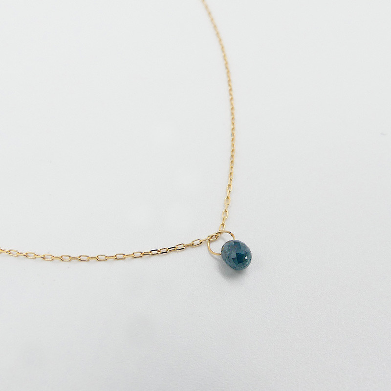 Collier Or 18 carats Goutte Diamant bleu