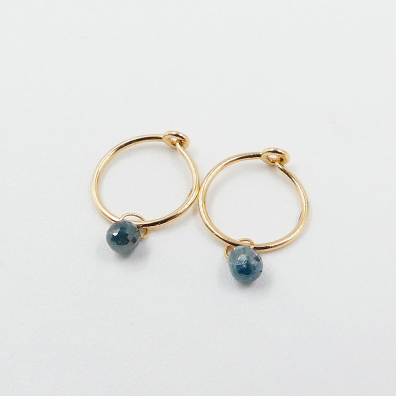 Créoles or 18 carats goutte Diamant bleu