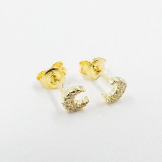 Clous d'oreilles Doré lune strass