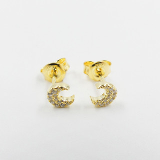 Clous d'oreilles Doré lune strass