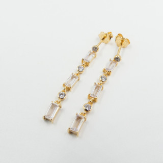 Boucles d'oreilles Plaqué Or pendantes barrettes strass