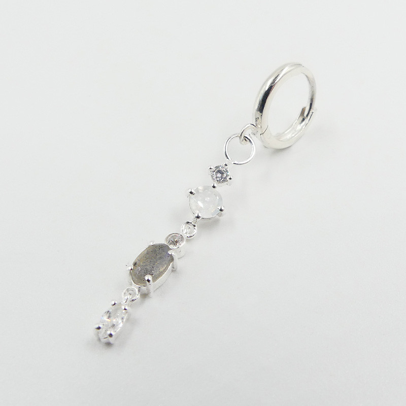 Boucles à l'unité Argent pendantes pierres fines