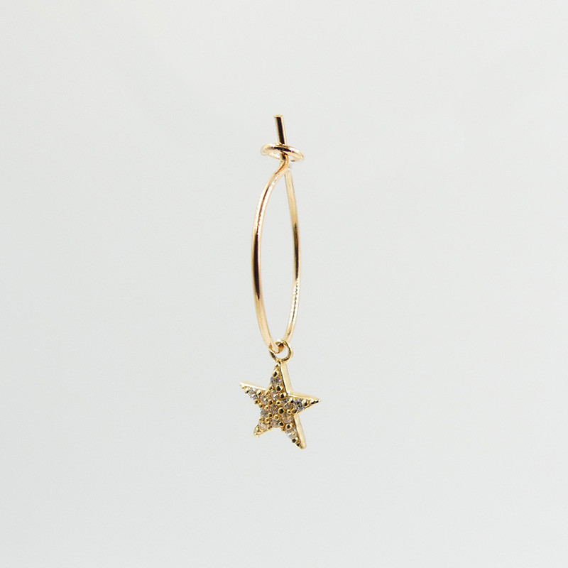 Boucle à l'unité plaqué or Etoile Strass