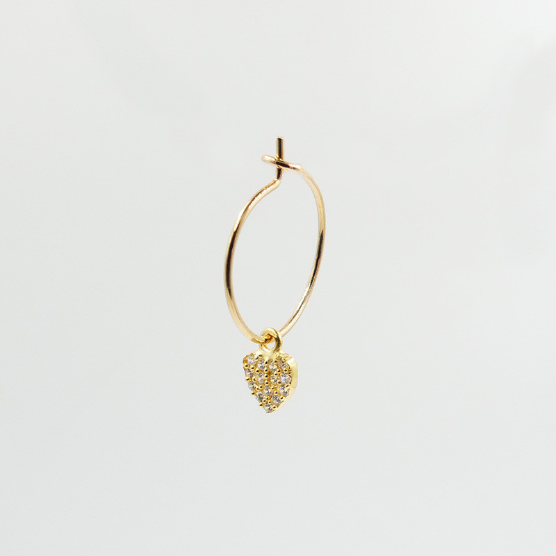 Boucle à l'unité petit coeur Strass