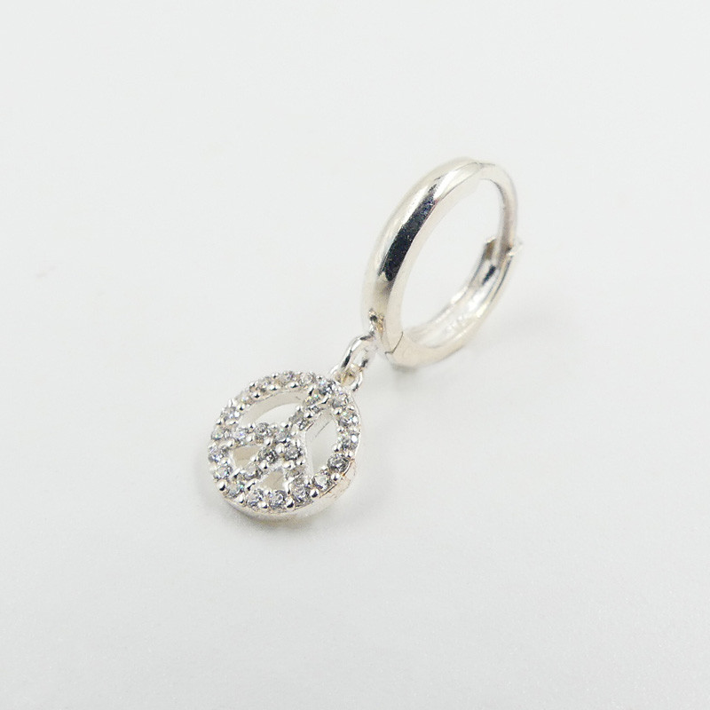 Boucle à l’unité Argent peace and love strass