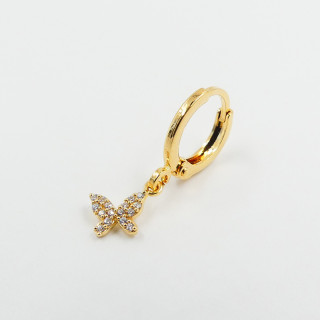 Boucle à l'unité Plaqué Or Papillon multi strass