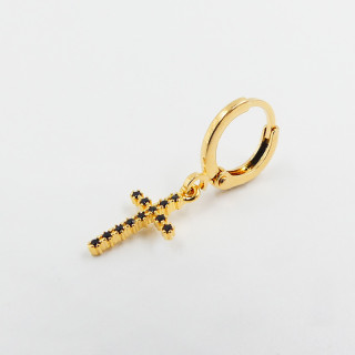 Boucle à l'unité Plaqué Or Croix Noire