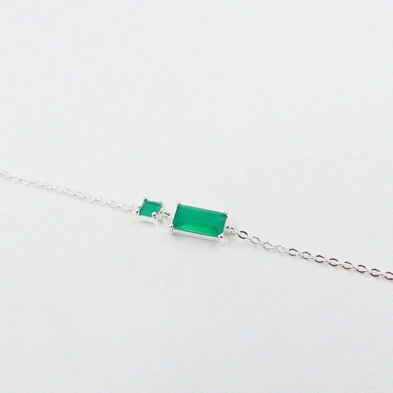 Bracelet Argent rectangle Onyx Vert