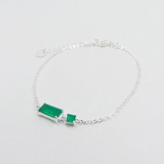 Bracelet Argent rectangle Onyx Vert