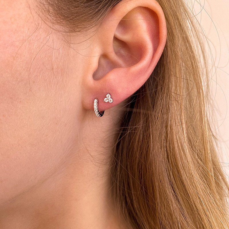 Mini Créoles Argent Strass 8mm