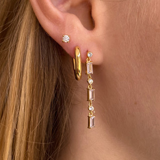 Boucles d'oreilles Plaqué Or pendantes barrettes strass