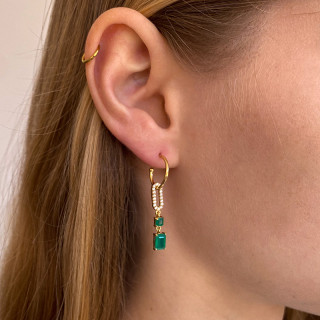 Boucles d'oreilles Plaqué or pendentif vert