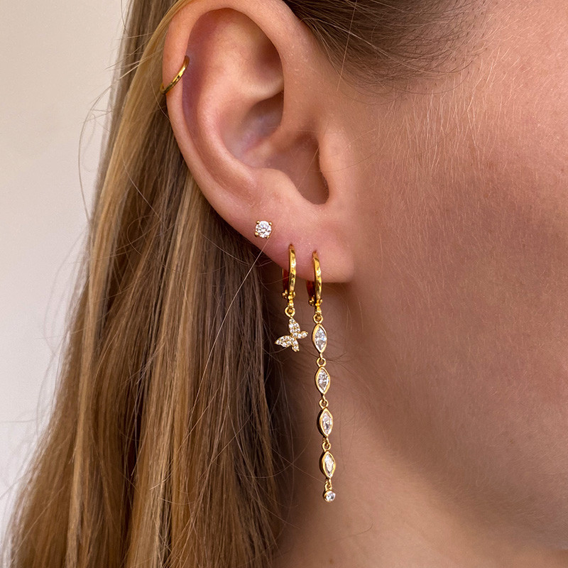 Boucles à l'unité Plaqué Or pendantes marquises strass