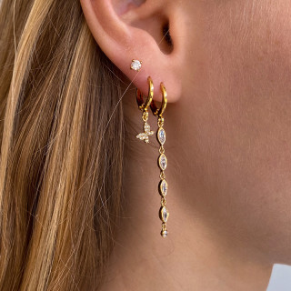 Boucles à l'unité Plaqué Or pendantes marquises strass