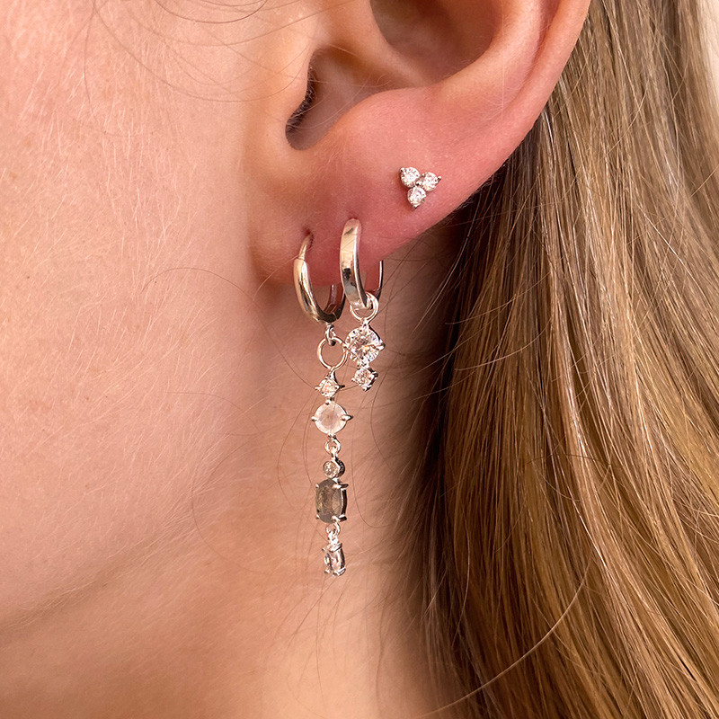 Boucles à l'unité Argent pendantes pierres fines