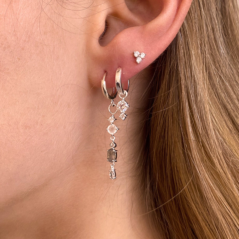 Boucles à l'unité Argent pendantes pierres fines