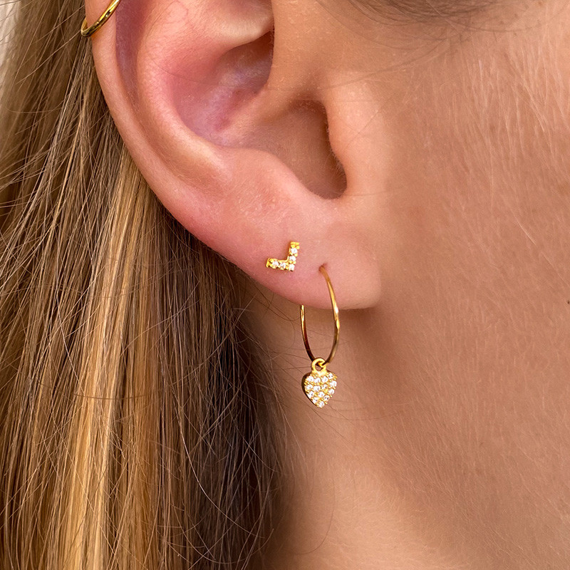 Boucle à l'unité petit coeur Strass