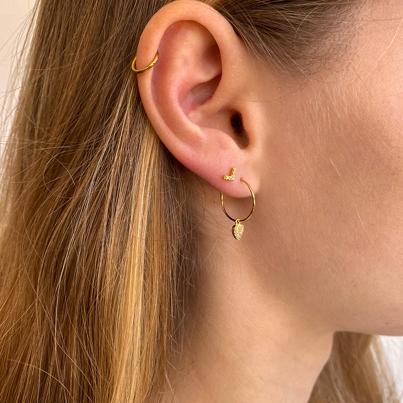 Boucle à l'unité petit coeur Strass