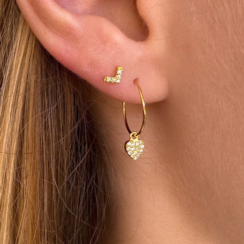 Boucle à l'unité petit coeur Strass