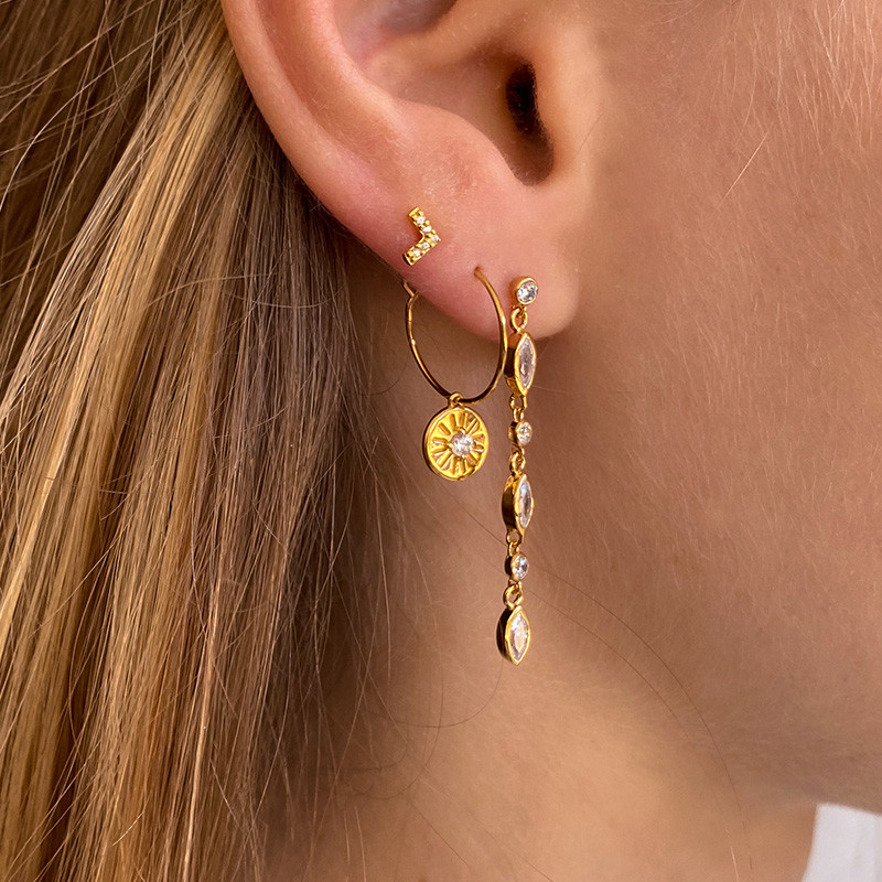 Boucle à l'unité petite soleil Strass