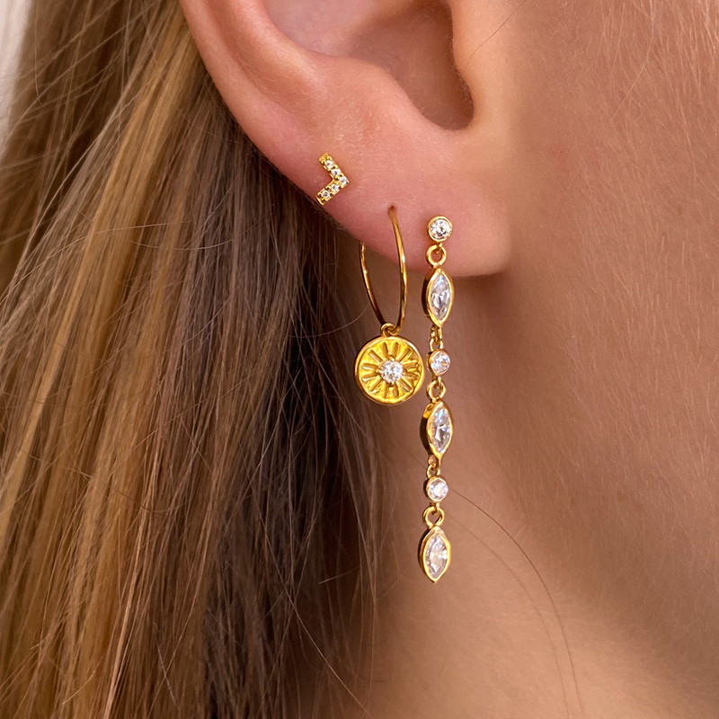 Boucle à l'unité petite soleil Strass