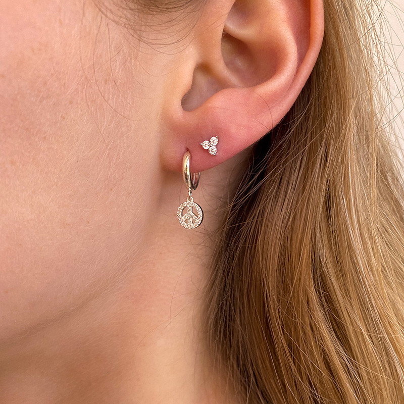 Boucle à l’unité Argent peace and love strass