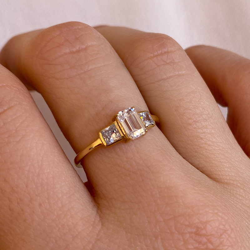 Bague Dorée Glowy Strass