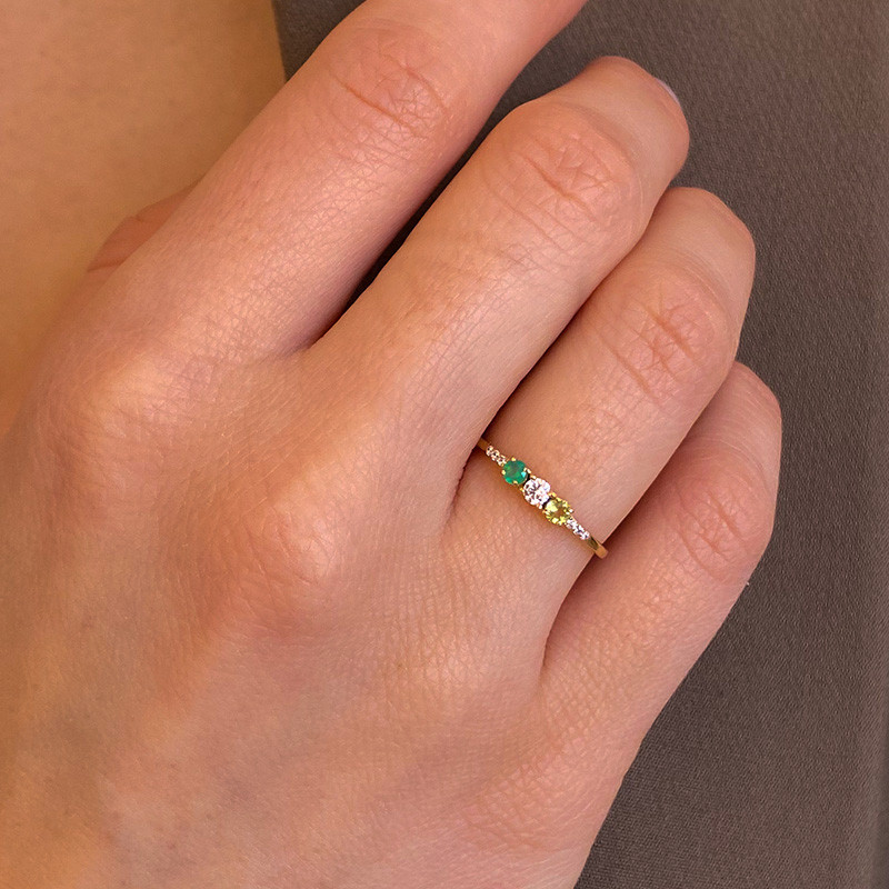 Bague Dorée Glowy trois pierres