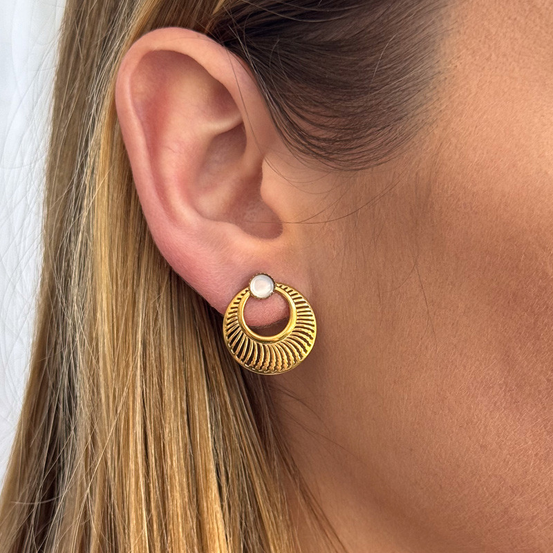 Boucles d'oreilles acier doré rondes