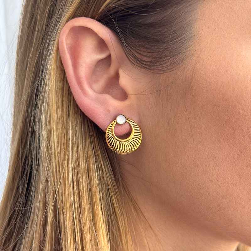 Boucles d'oreilles acier doré rondes