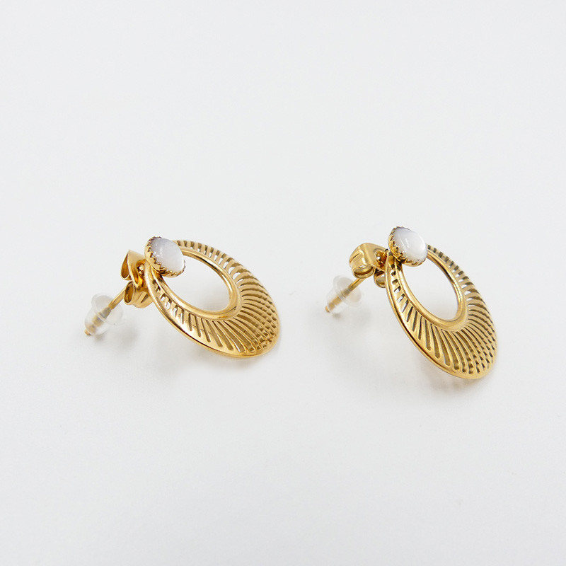 Boucles d'oreilles acier doré rondes