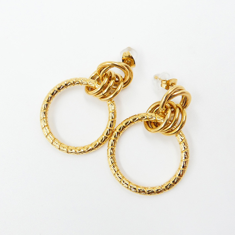 Boucles d’oreilles acier doré anneaux