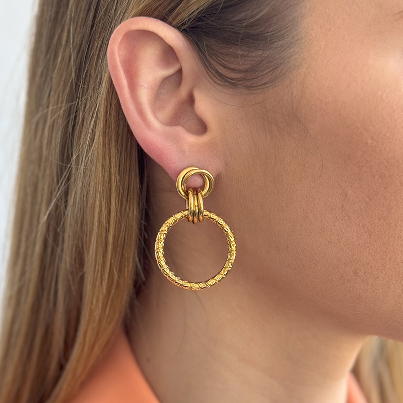 Boucles d’oreilles acier doré anneaux