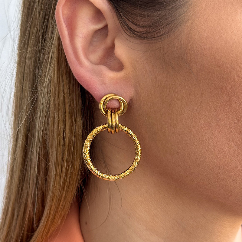 Boucles d’oreilles acier doré anneaux
