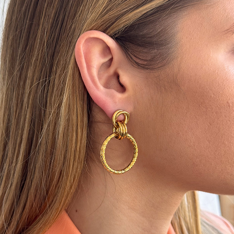 Boucles d’oreilles acier doré anneaux