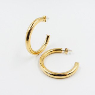 Grandes créoles bouées acier doré 40 mm